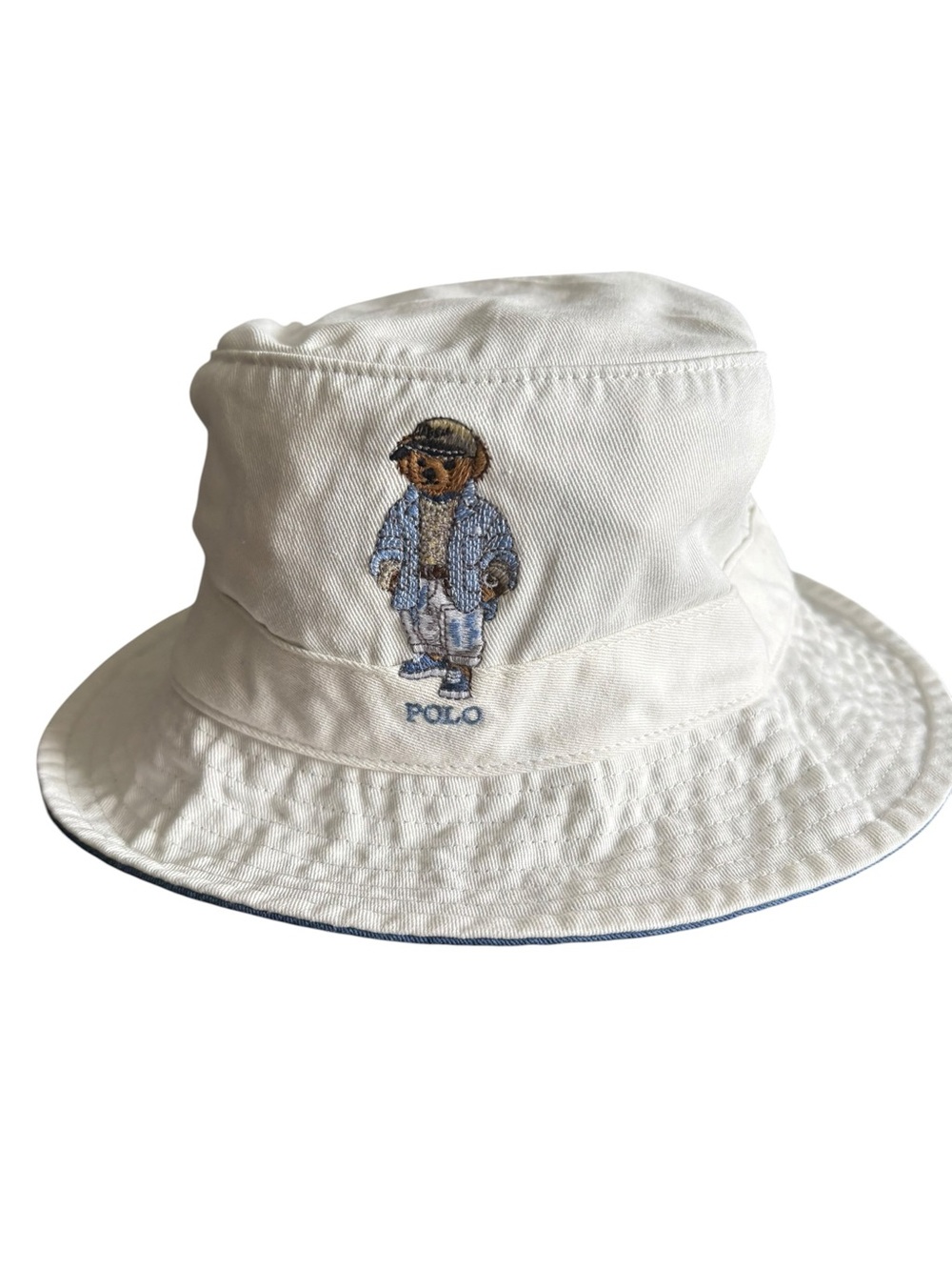 NWT Polo Ralph Lauren White Bucket Hat Iconic Polo Bear Sz L/XL